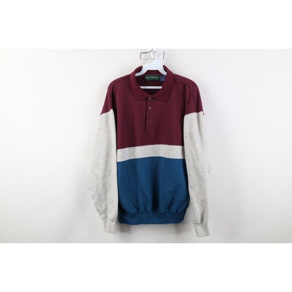Vintage Other - Vintage 90s Streetwear Mens Large Panel Color Block Collared Pullover Sweatshirt